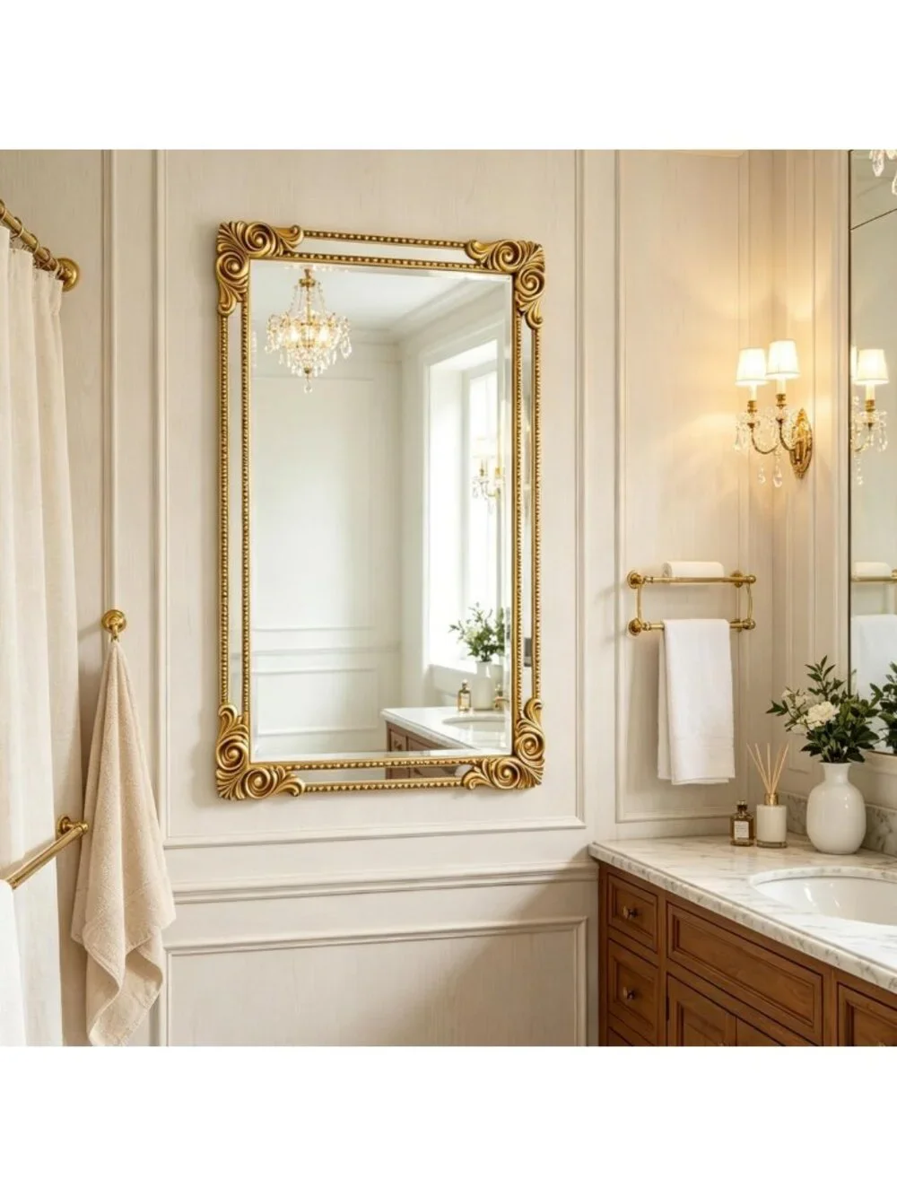 Vintage Baroque Gold Wall Mirror - Ornate Home Decor Accent, 24x36 Inches